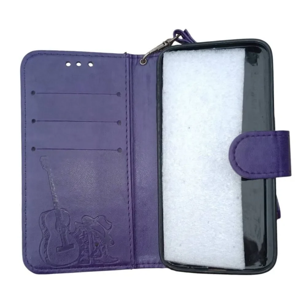 Embossed phone case wallet , wristlet, guitar cowboy boots